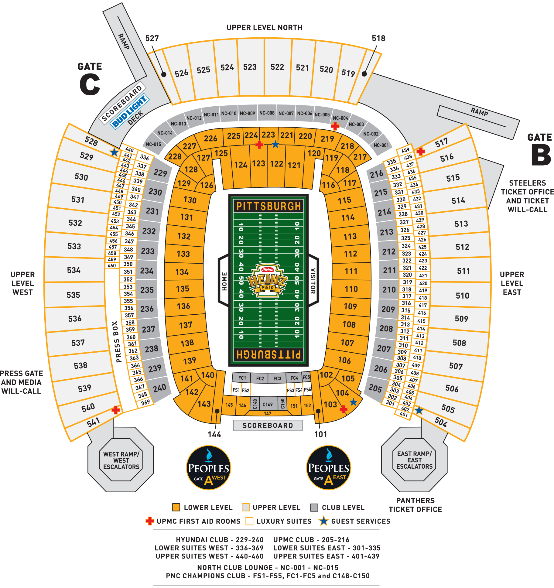 Heinz Field Seating Chart With Rows 1158