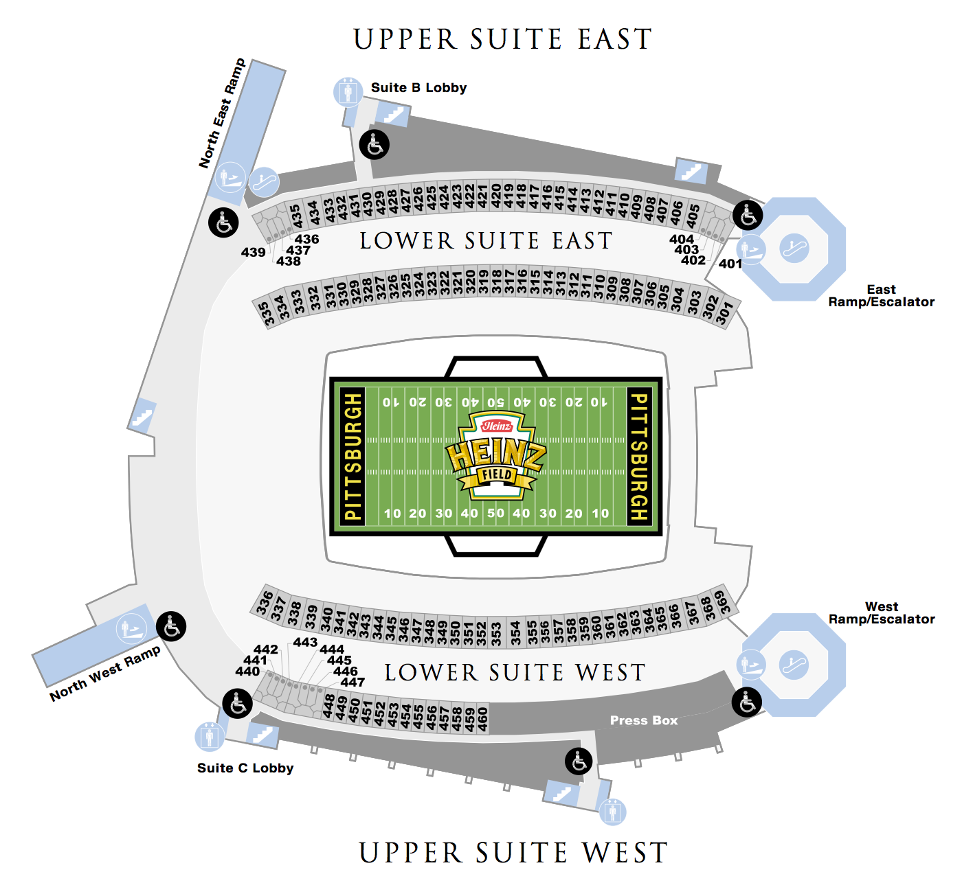 Upper Level & Lower Level Diagrams ⋆ Heinz Field in Pittsburgh, PA