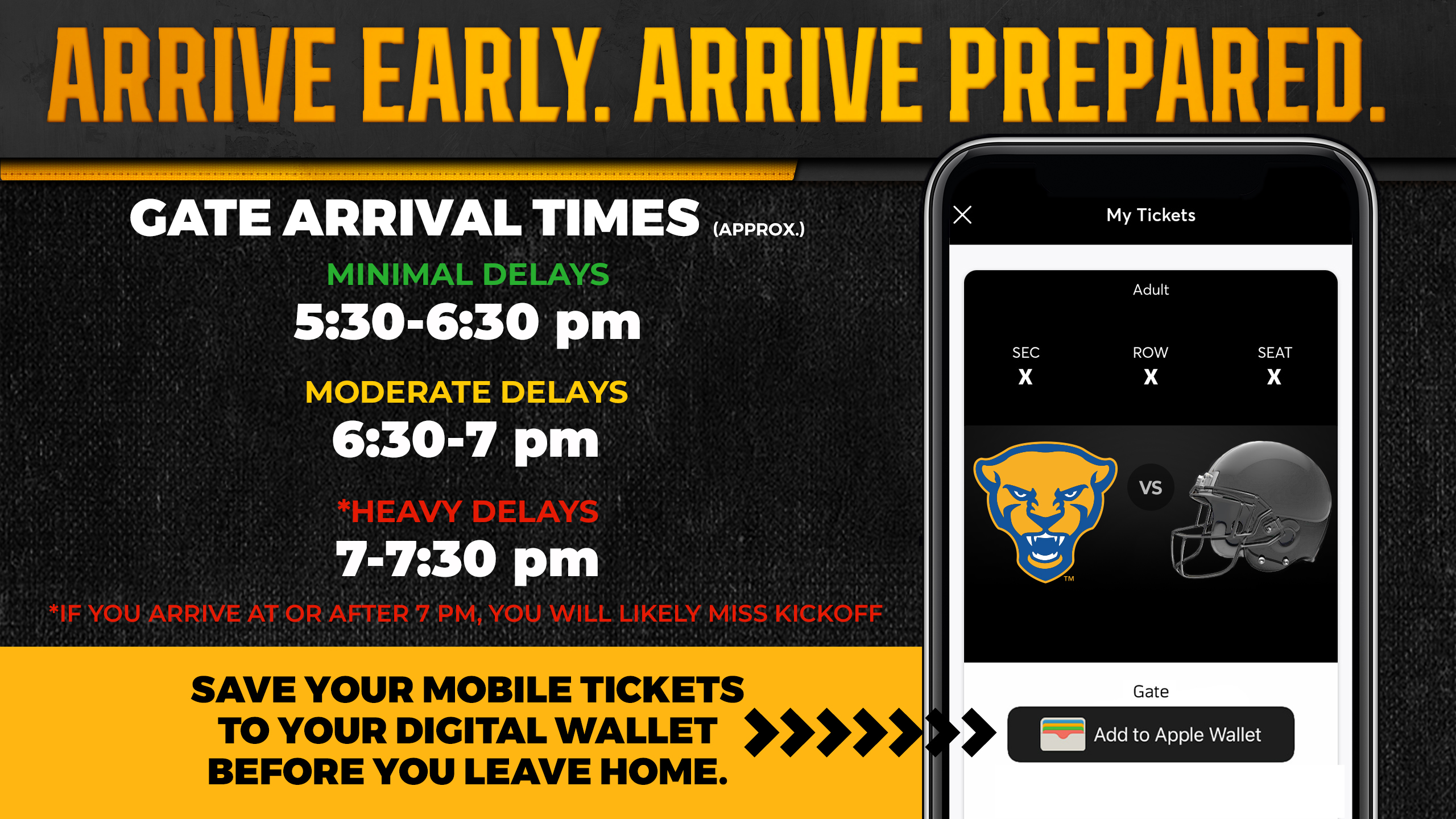 Approximate Gate Arrival Times for 7:30 p.m. Pitt Football Game