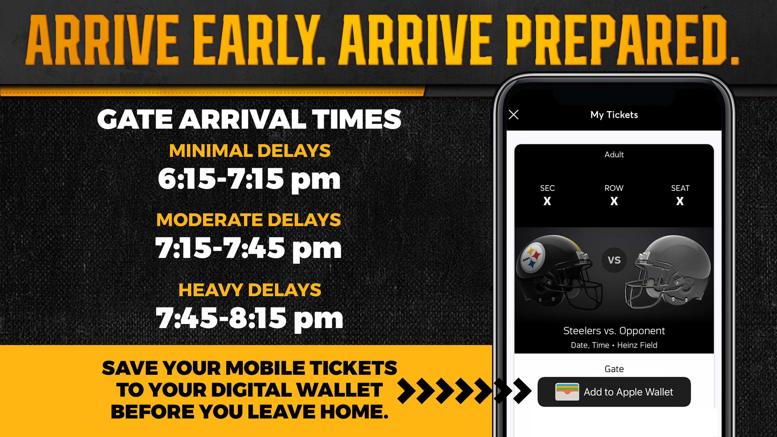 Approximate Gate Arrival Times for 8:15 p.m. Steelers Football Game