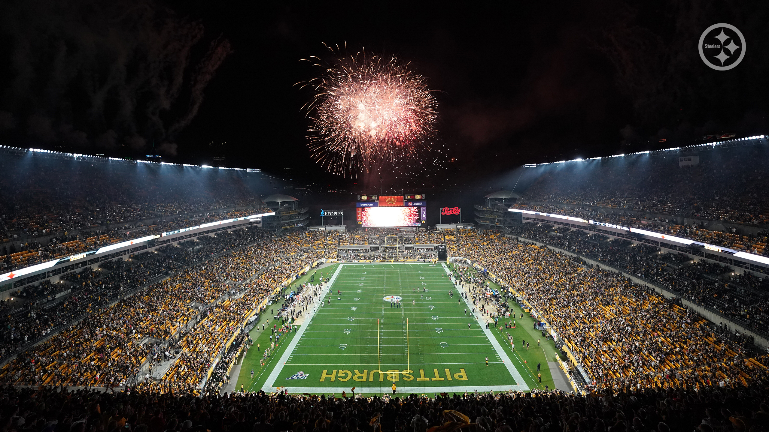 Fireworks over Heinz Field during a night Steelers game