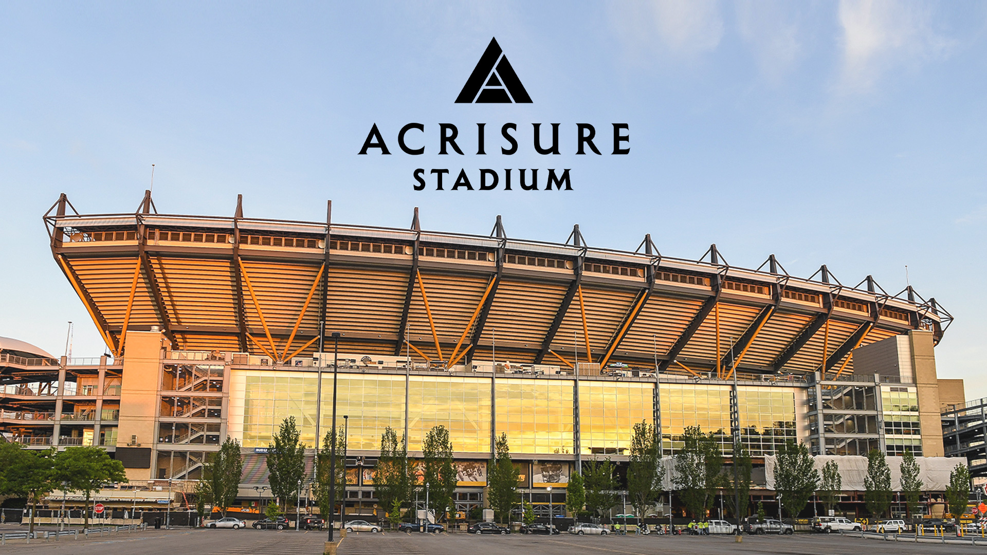 Exterior of Acrisure Stadium (formerly Heinz Field) with the Acrisure Stadium logo